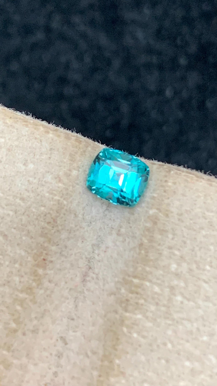 Neon Blue Tourmaline Stone: 0.65 CT Cushion Cut Gemstone