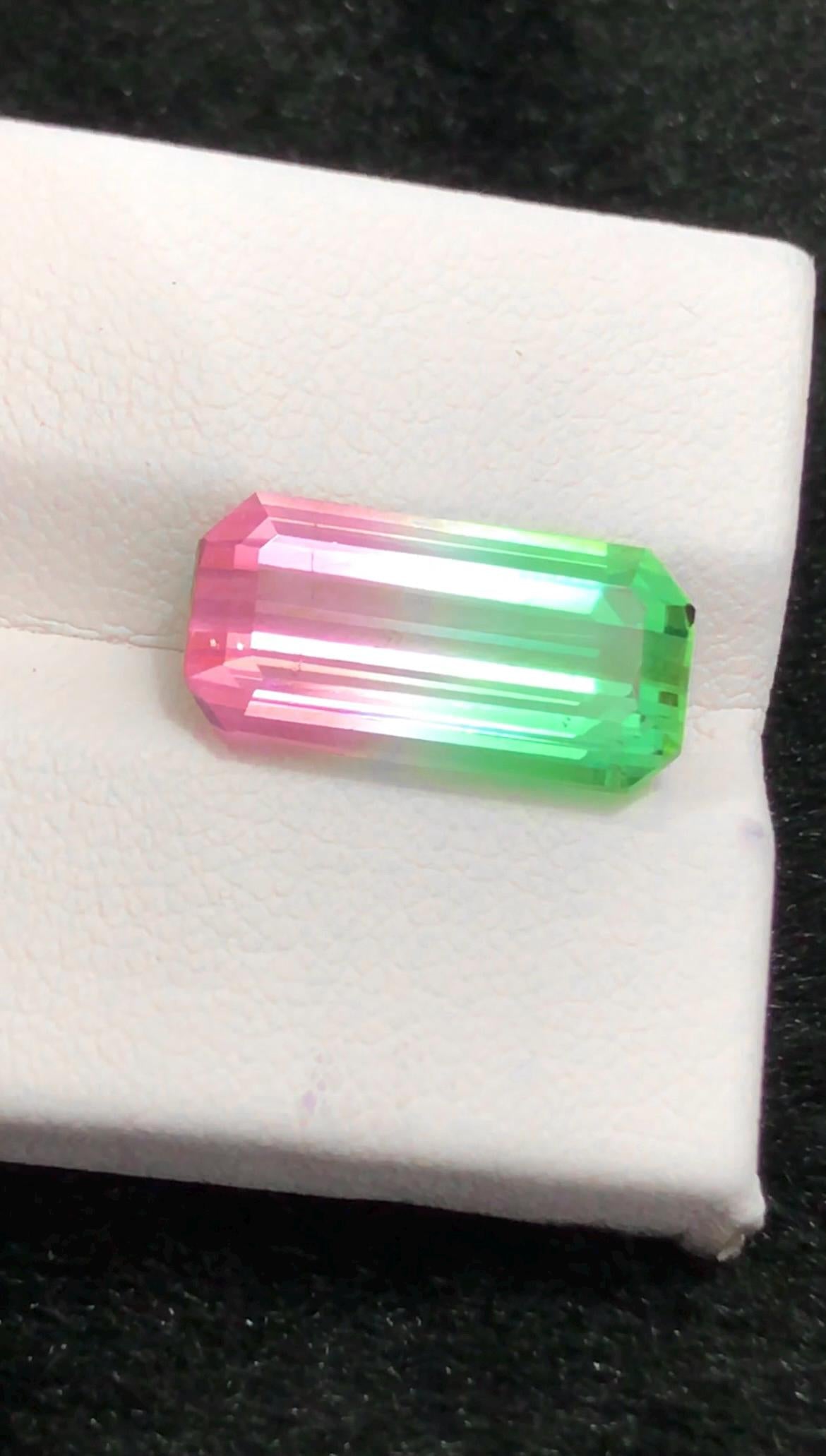 Bicolor Tourmaline 8 ct Emerald Cut – Pink Green Afghan Tourmaline
