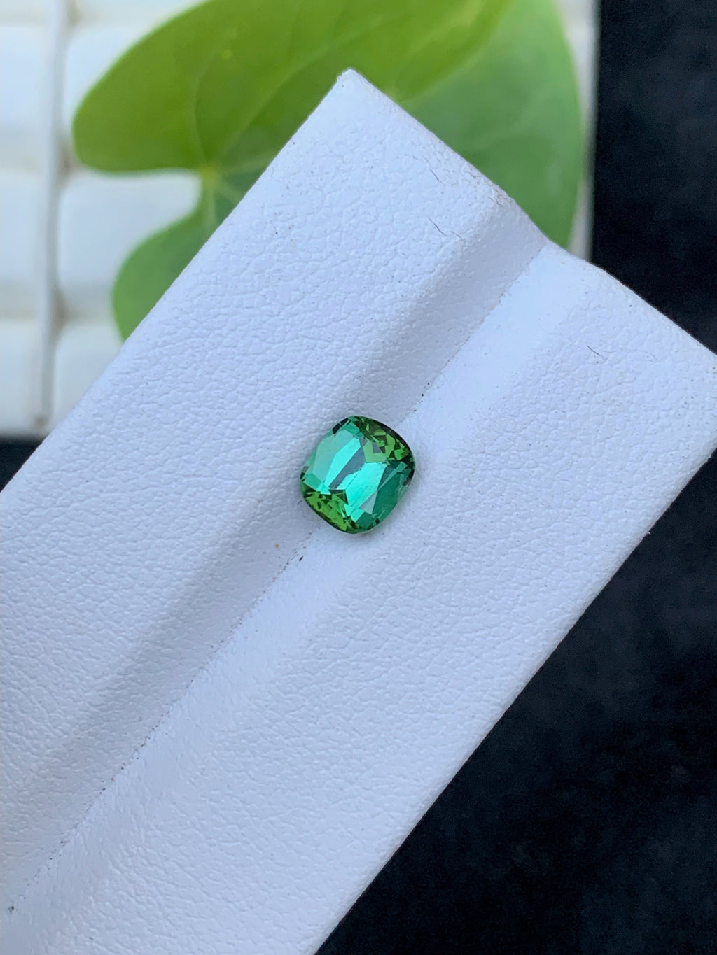 1.40 CT Bluish Green Tourmaline Gemstone: Long Cushion Cut