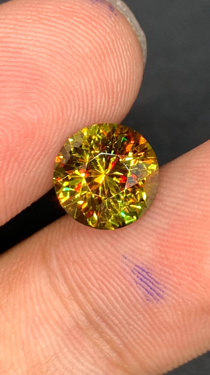 Faceted Sphene Gemstone 3.05 CT: Round Cut Titanite, Himalayan Origin