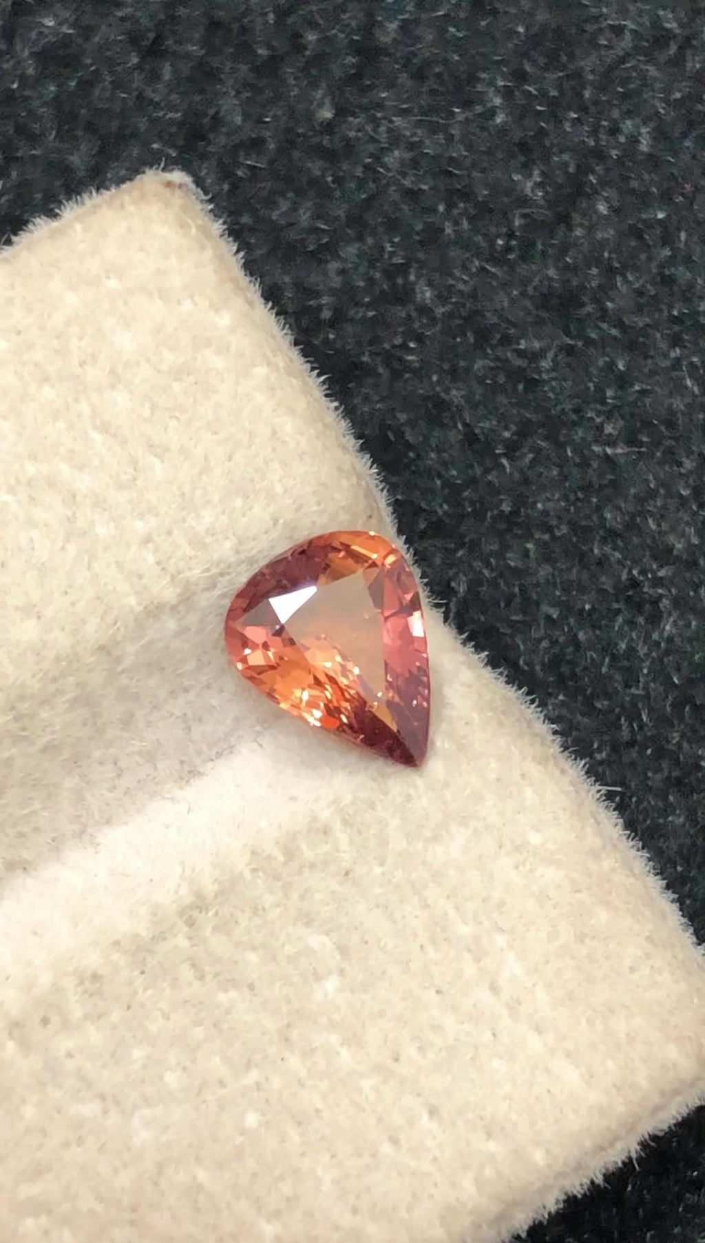 Padparadscha Sapphire 1.06 ct Pear Cut , Madagascar – Pinkish-Brownish-Orange Sparkle Certified