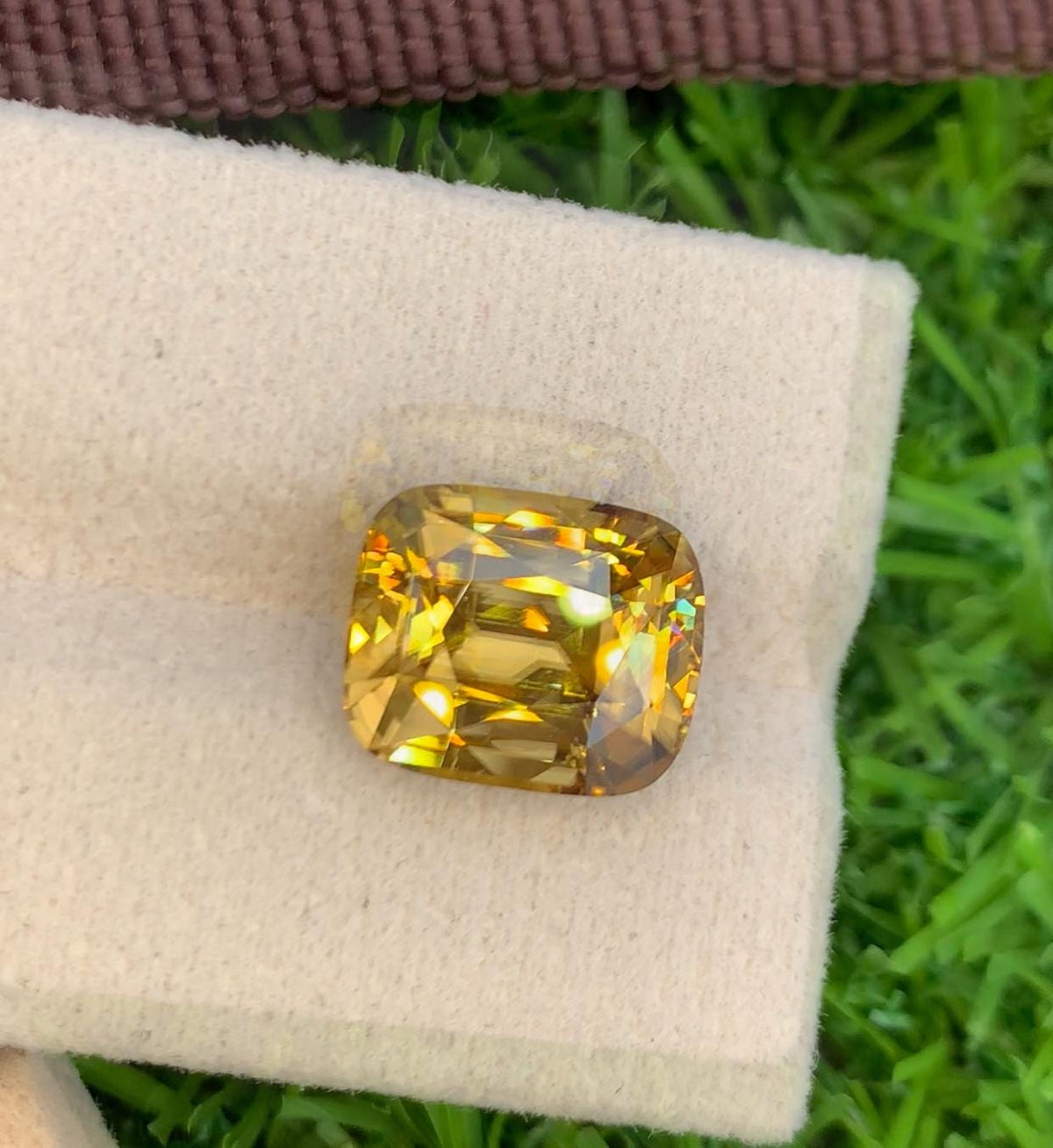 Golden Zircon 10.29ct Cushion Cut Full of Fire from Sri Lanka