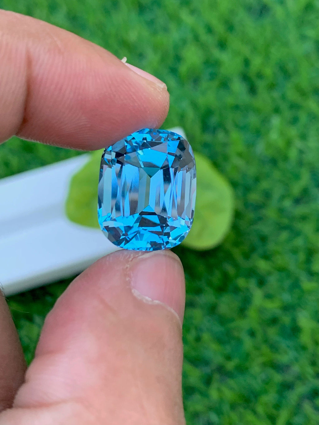 20.00 CT Swiss Blue Topaz Gemstone: Cushion Cut, Flawless