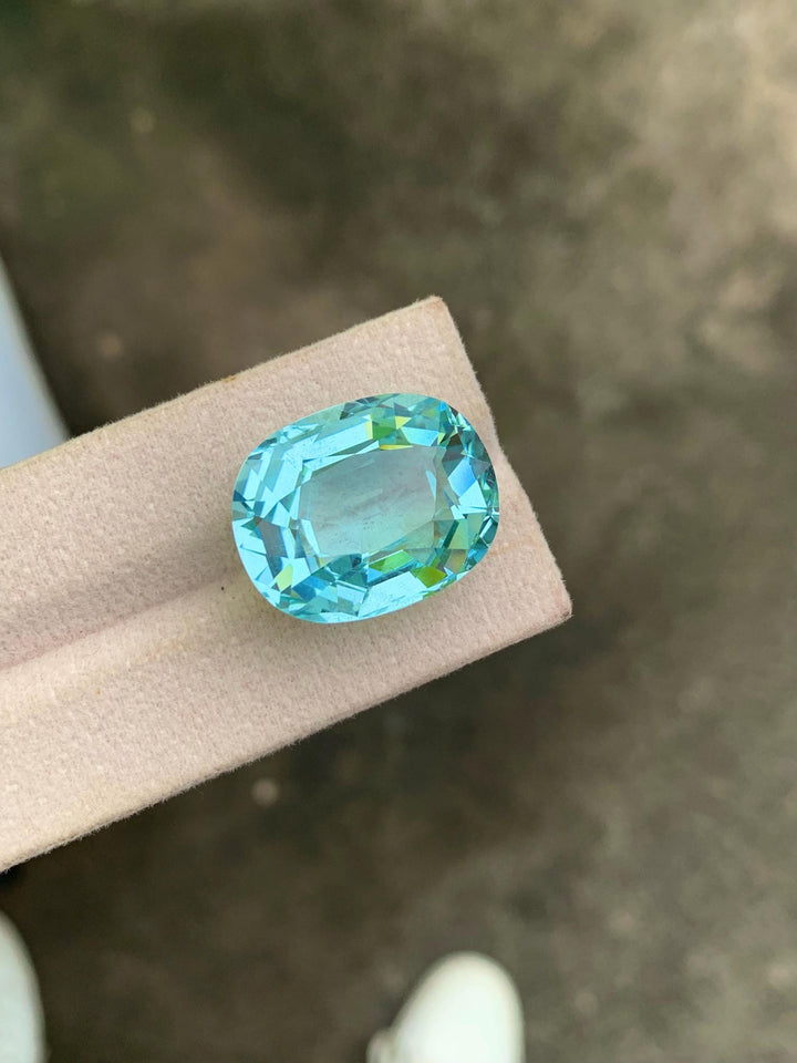 31.69 Carat Aquamarine Gemstone: Cushion Cut, Blue Beryl From Brazil