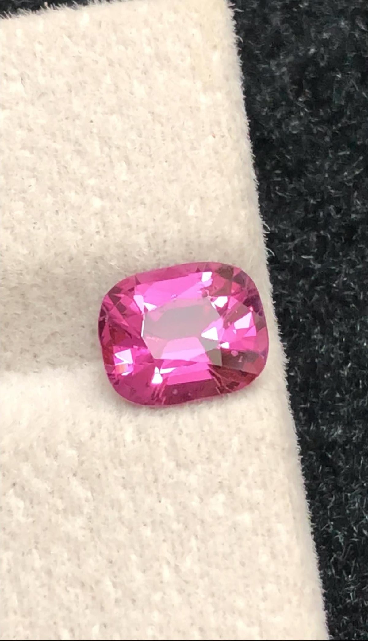 Hot Pink Spinel 1.55ct cushion Cut – Vibrant Vivid Pink Gemstone