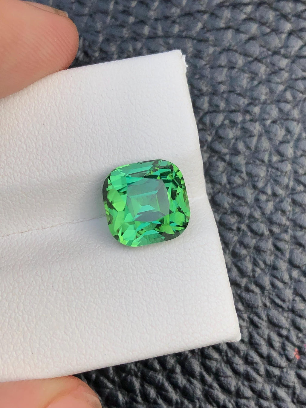 Natural Lagoon Green Tourmaline Gemstone: 5 CT Cushion Cut
