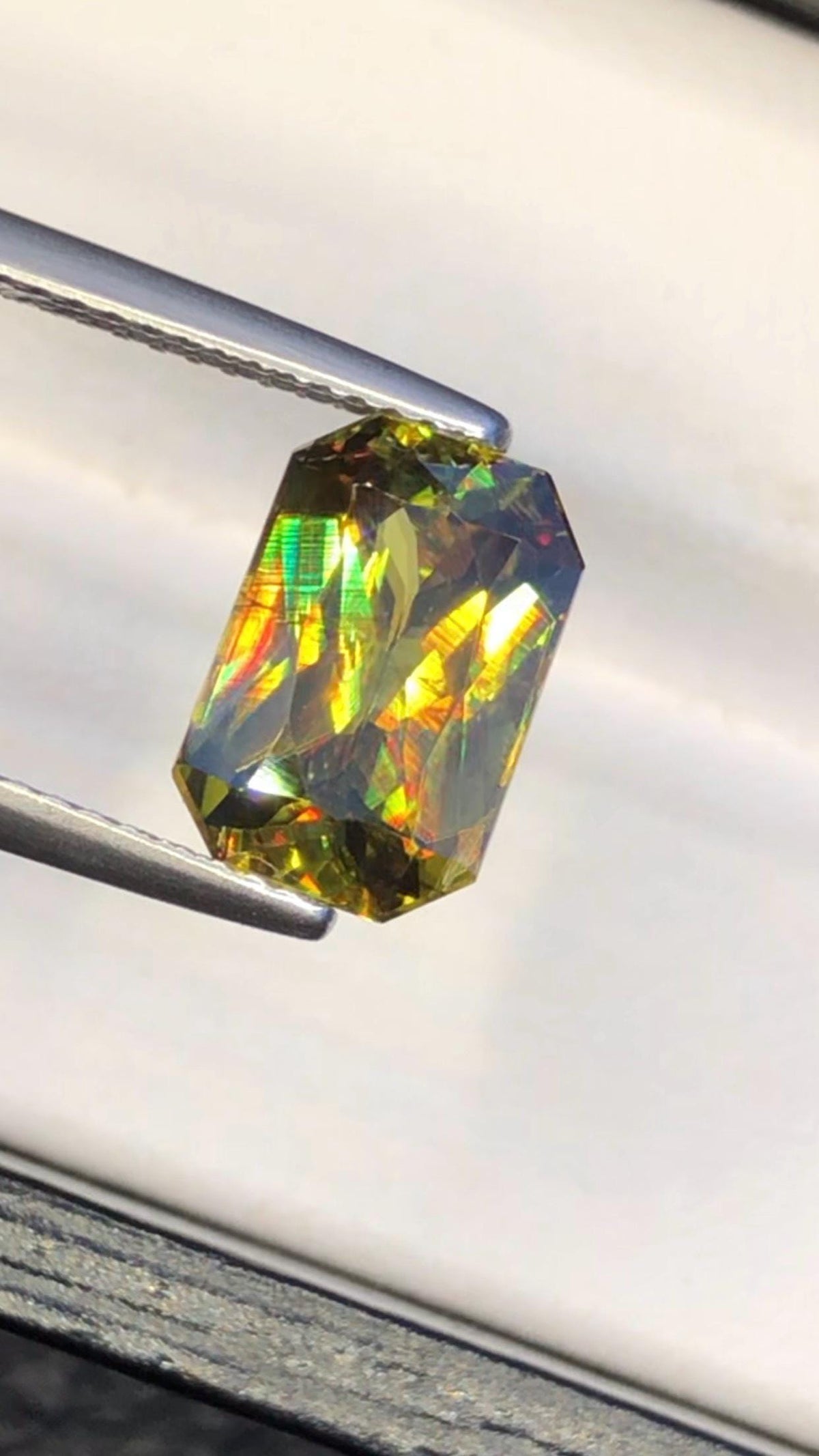 Emerald Cut Sphene Gemstone: Rare Trichroic Titanite, 3.35 CT