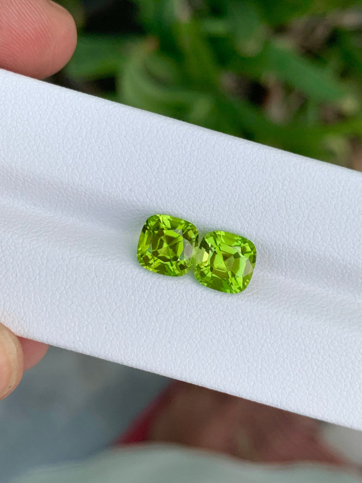 Cushion Cut Peridot Gemstone Pair: August Birthstone, 5.00 CT