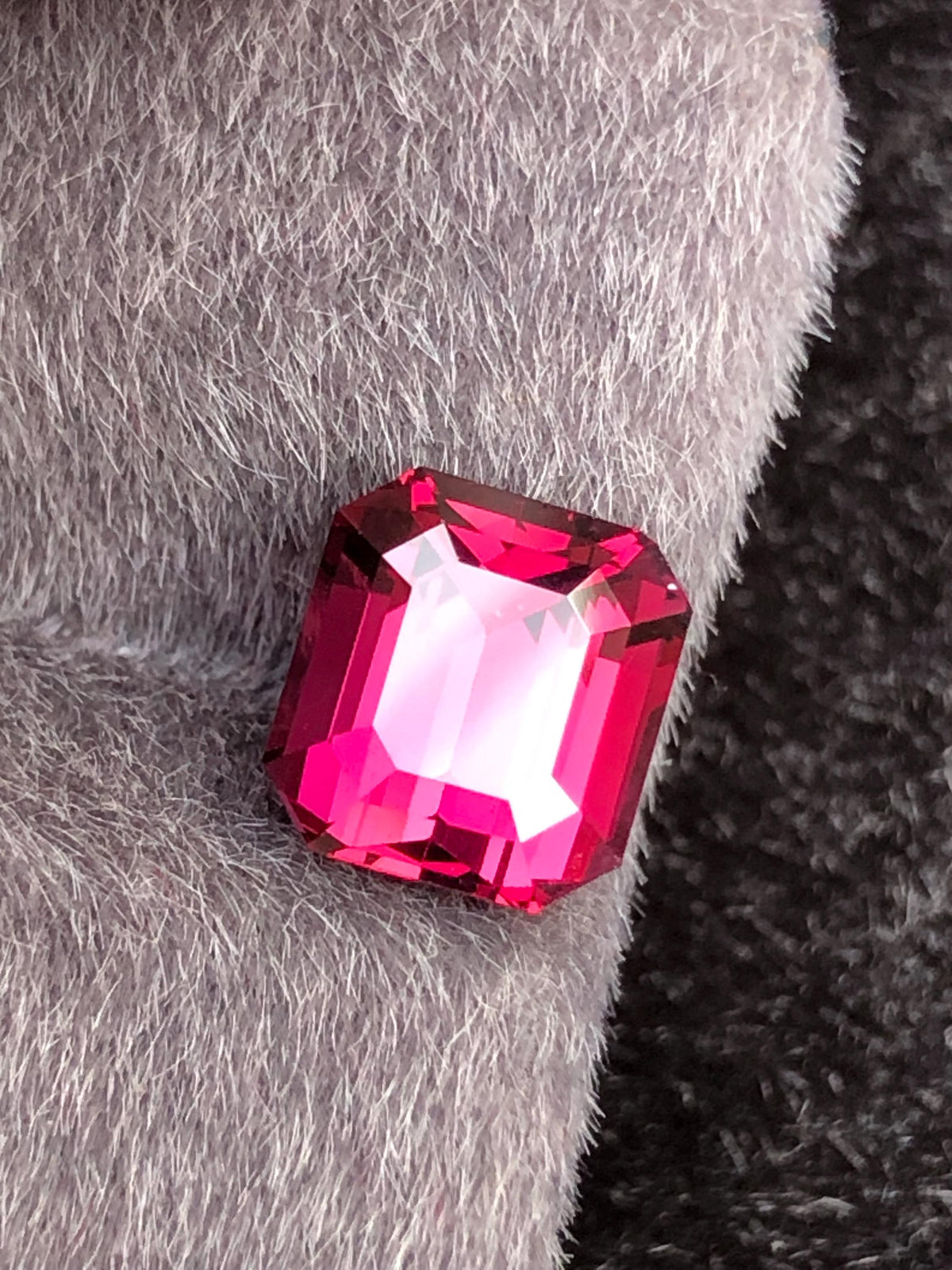 Raspberry Pink Rhodolite Garnet Emerald Cut 3.15 ct Tanzania
