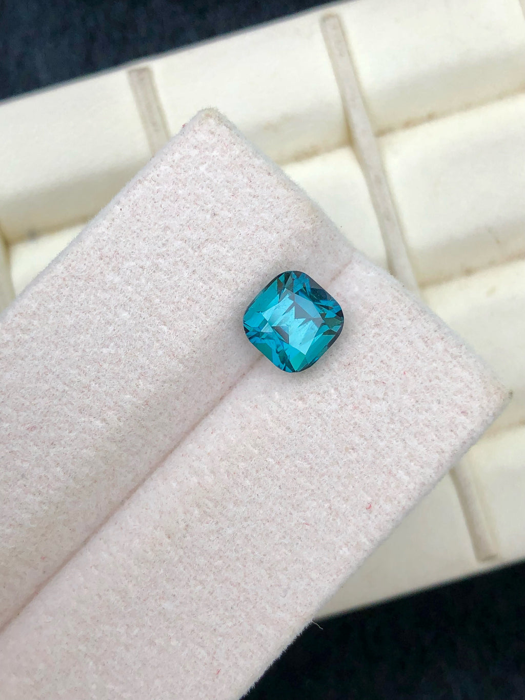 Lagoon Blue Tourmaline Stone: 1.85 CT Faceted Cushion Gemstone