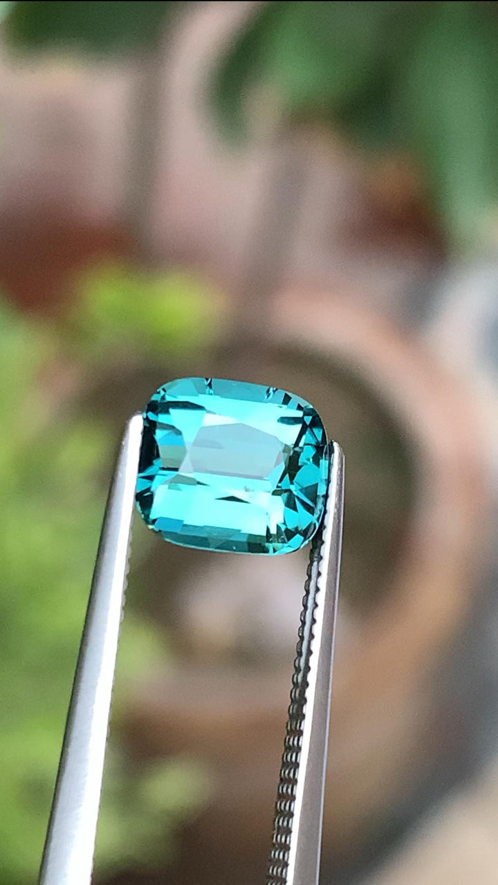 1.95 Carat Neon Blue Tourmaline Gemstone | Cushion Cut Natural Loose Stone from Afghanistan