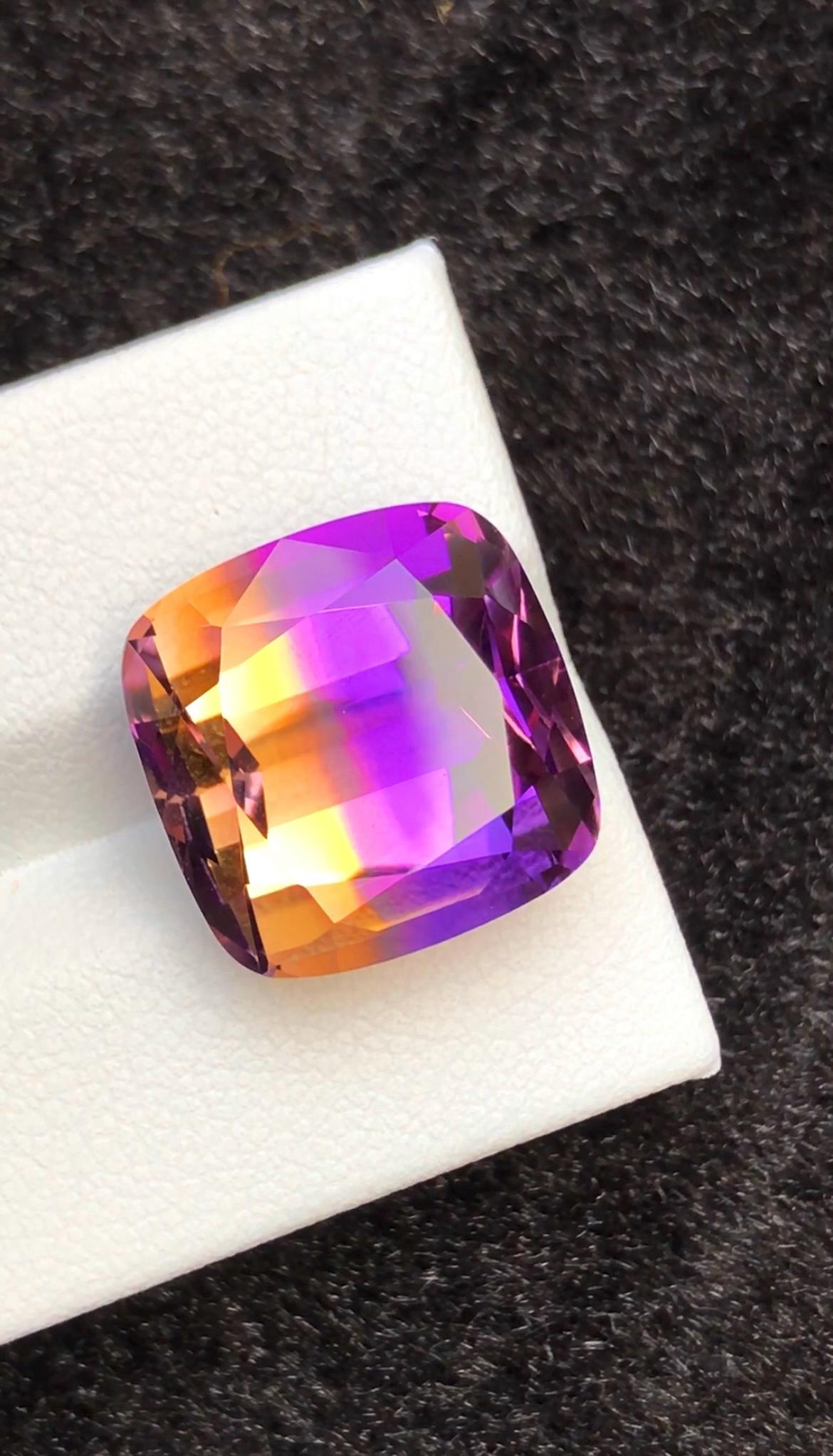 Bi-Color Ametrine 16.45 Ct Cushion Cut – Gemstone from Brazil