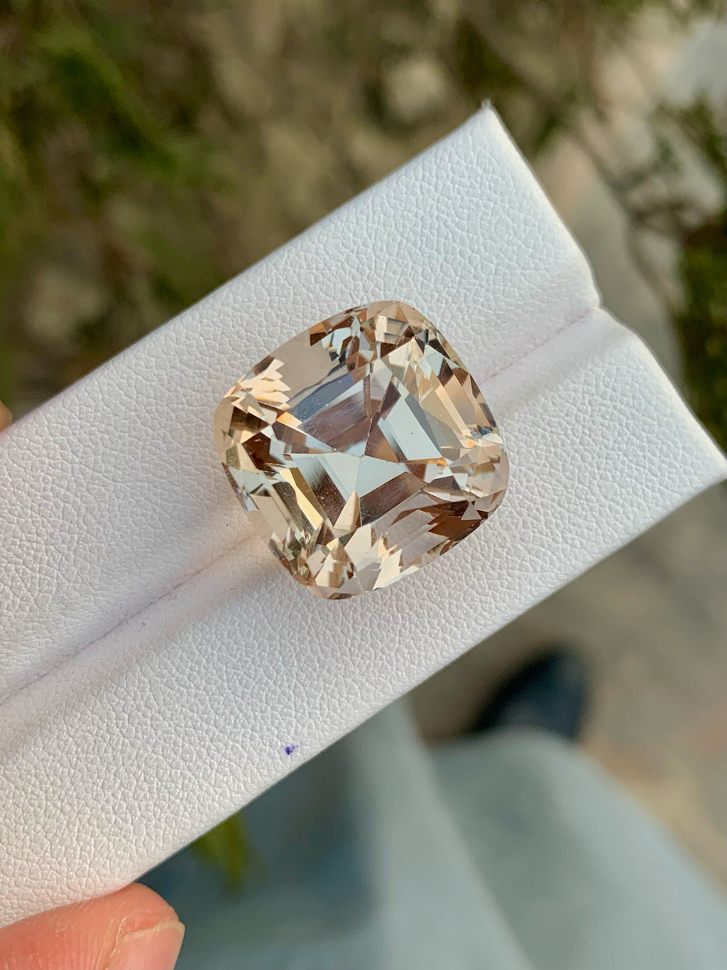 Unheated Imperial Topaz Gemstone: 38.30 CT VVS Cushion Cut