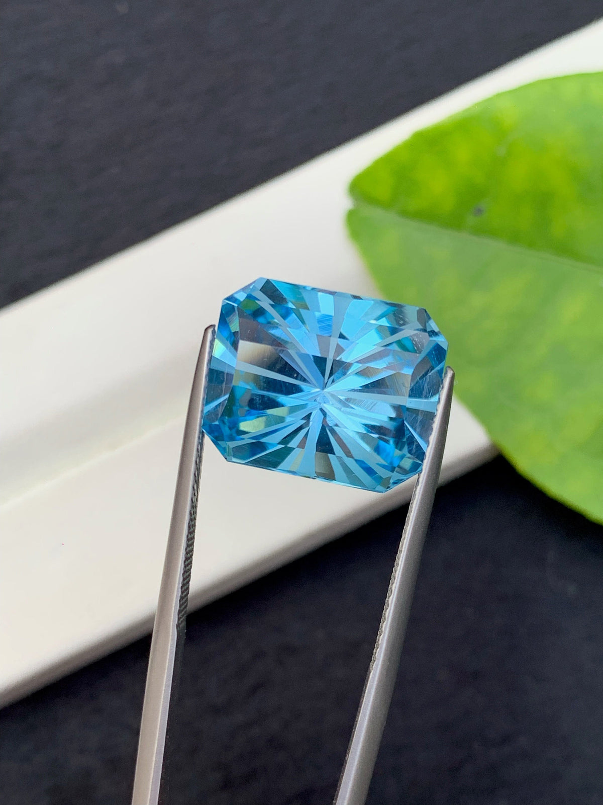 Swiss Blue Topaz Gemstone: 16.50 CT Emerald Cut, December Birthstone
