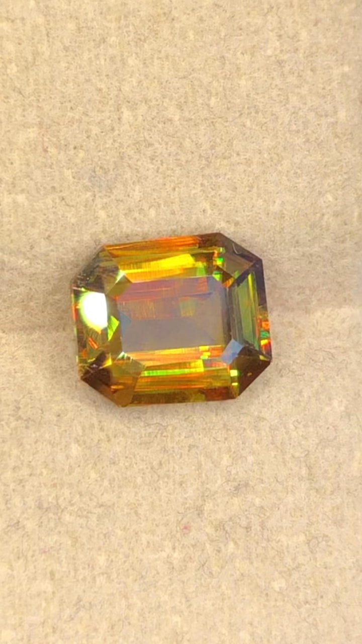 2.40 CT Emerald Cut Sphene Gemstone: Greenish Yellow Titanite, August Birthstone