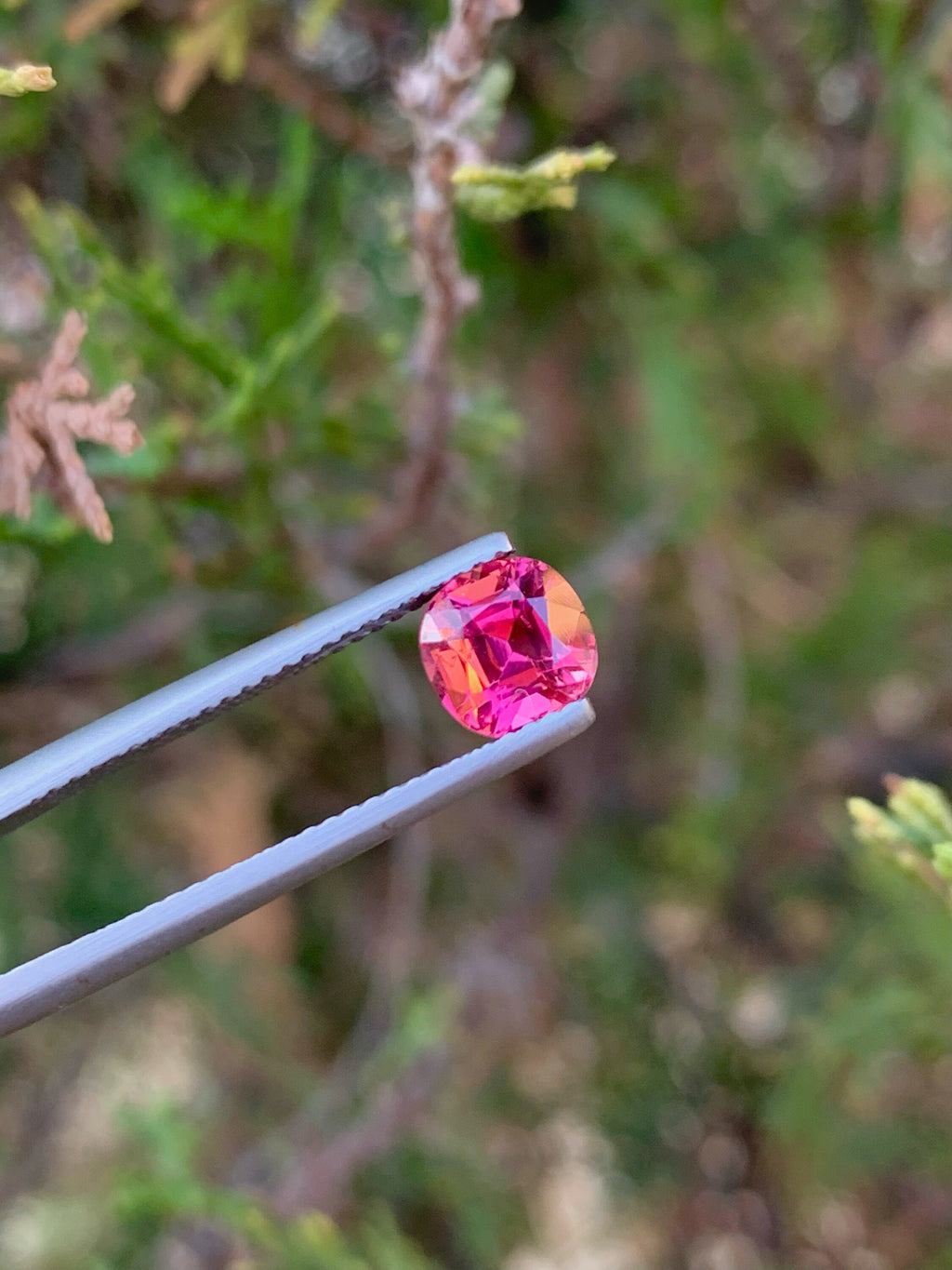 Faceted Deep Pink Tourmaline Stone: 1.35 CT Cushion Cut