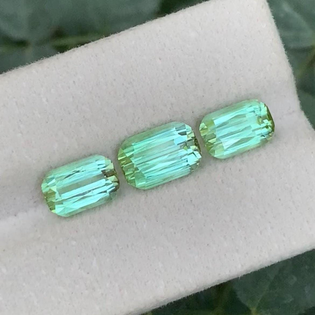 Green  Tourmaline Set 6.85ct – Matching Trio of Faceted Gems from Afghanistan