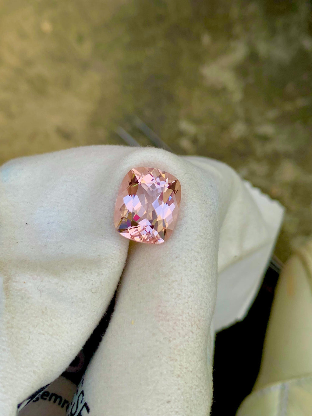Pink Morganite Gemstone: Cushion Cut, 8.79 CT, Loupe Clean