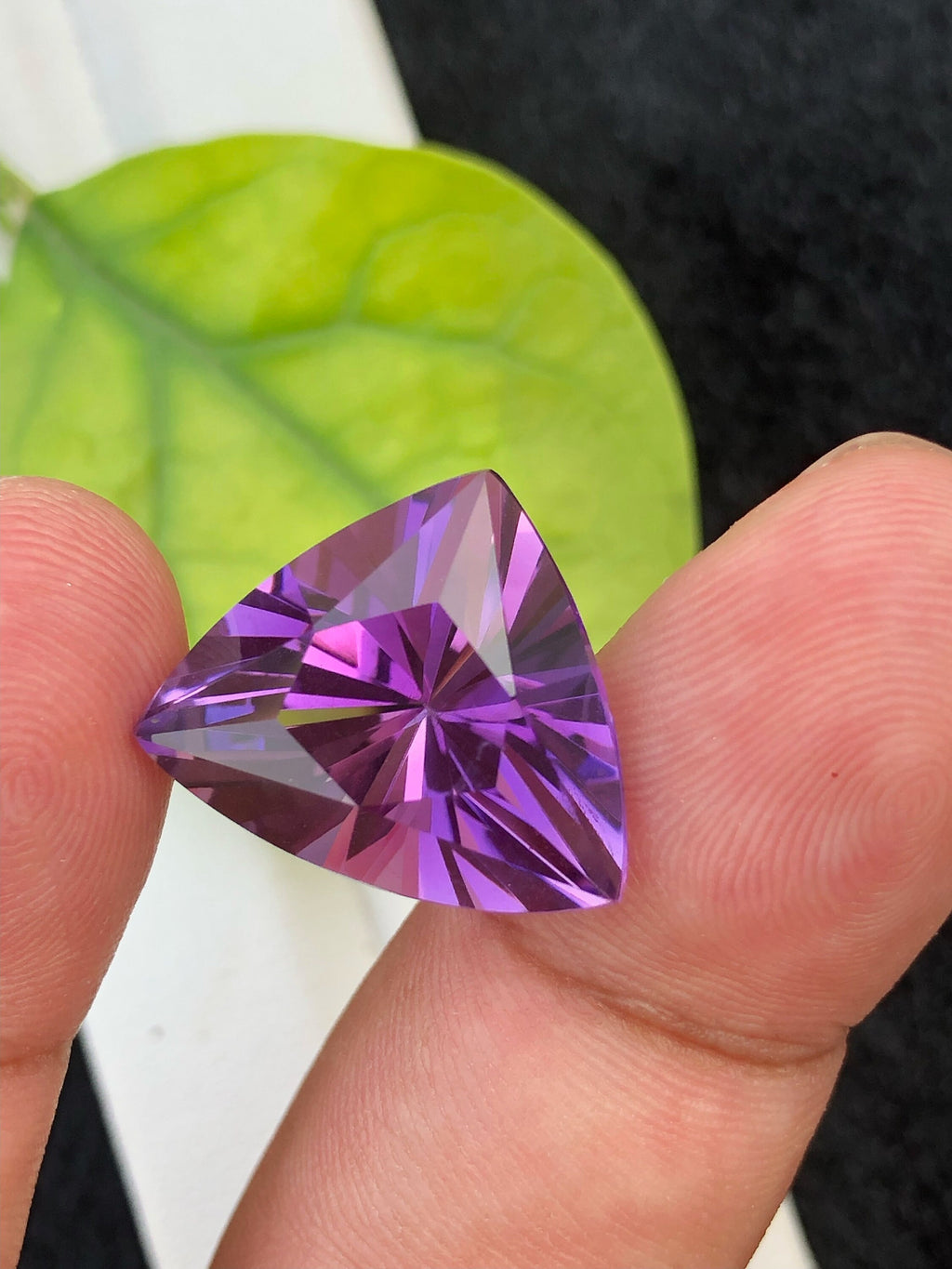Fancy Cut Amethyst Gemstone: Natural Purple Trillion, 13.55 CT