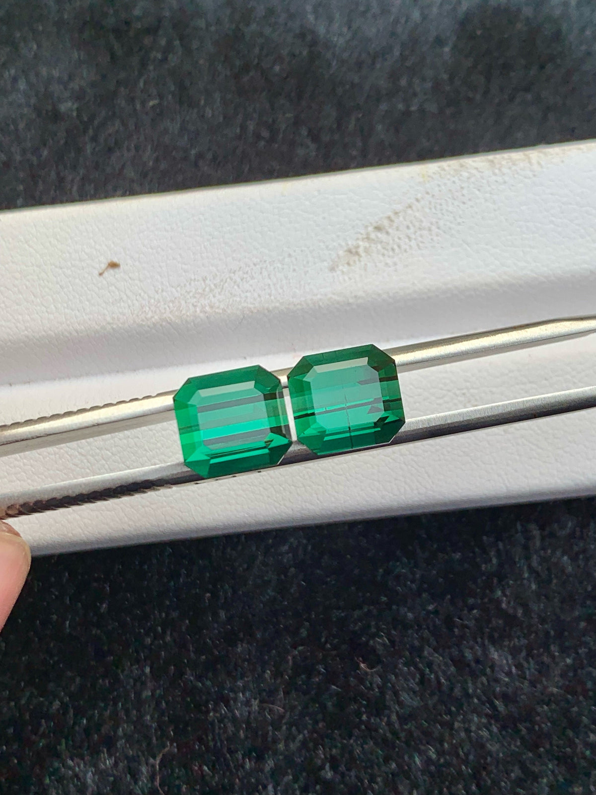 Emerald Cut Forest Green Tourmaline Pair: 8.80 CT Afghanistan Gemstones