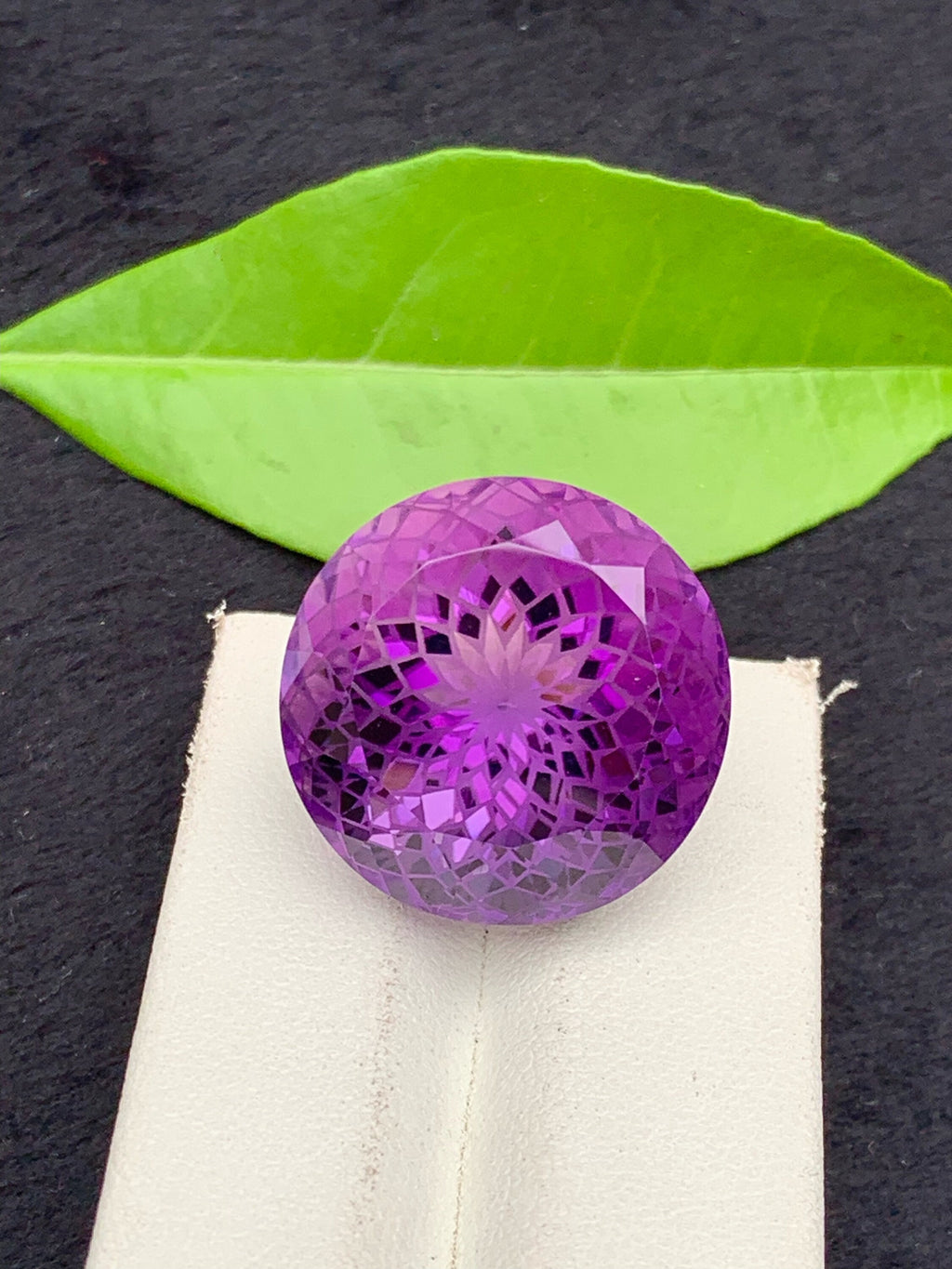 Round Precision Flower Cut Amethyst Loose Gemstone -44  Carats