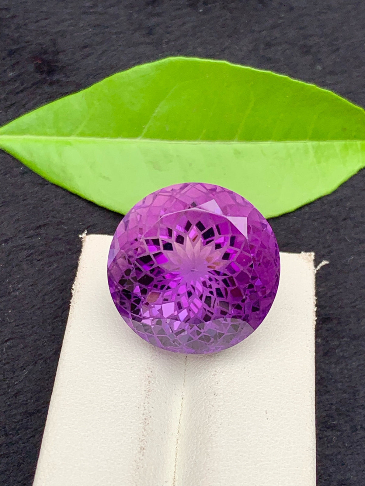 Round Precision Flower Cut Amethyst Loose Gemstone -44  Carats
