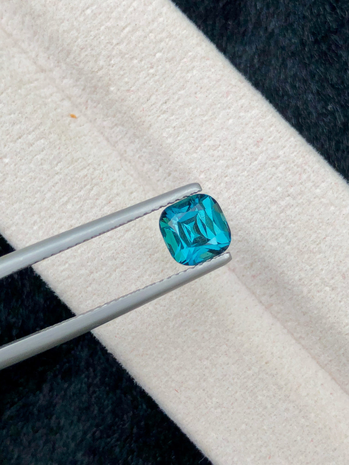 Lagoon Blue Tourmaline Stone: 1.85 CT Faceted Cushion Gemstone