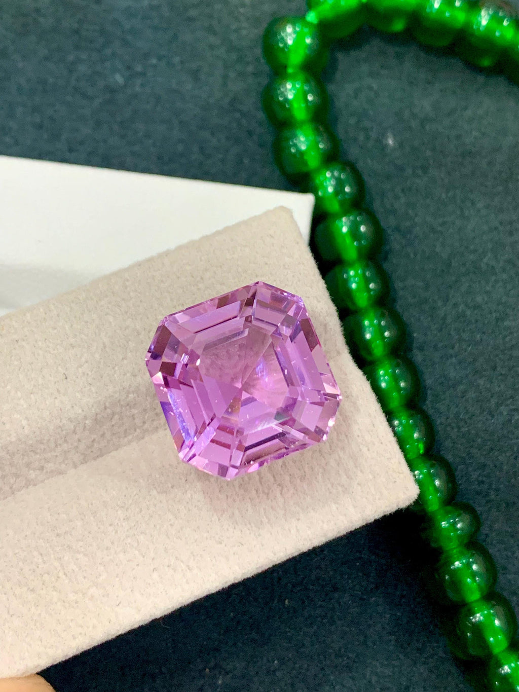 Pink Kunzite 23.90ct Asscher Cut Gemstone from Afghanistan – Light Pink Sparkling Gem