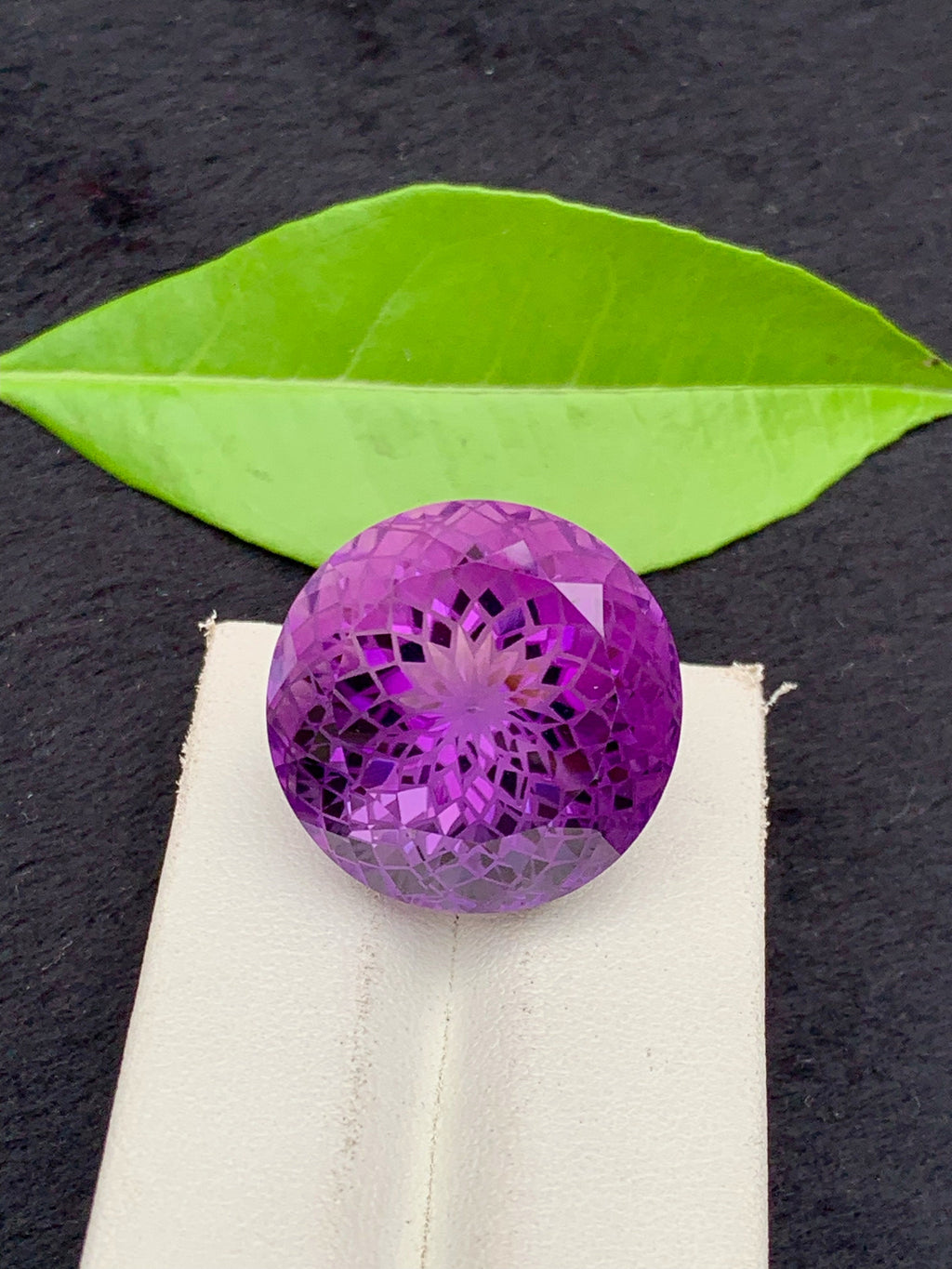 Round Precision Flower Cut Amethyst Loose Gemstone -44  Carats