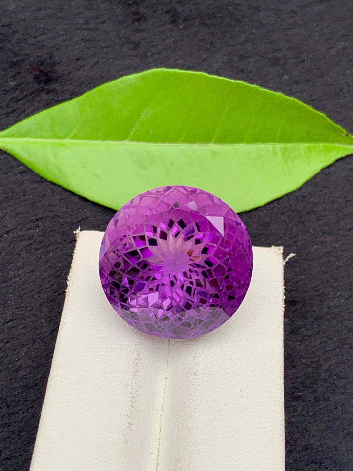 Round Precision Flower Cut Amethyst Loose Gemstone -44  Carats