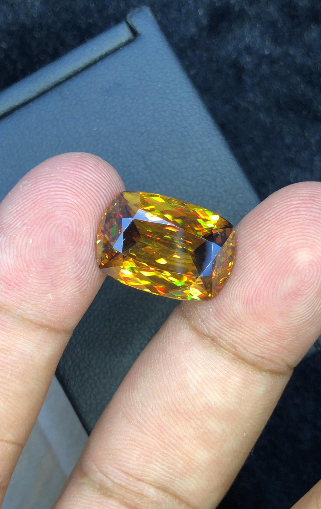 11.75 CT Cushion Cut Sphene Gemstone: Rare Trichroic Titanite, Zagi Mine