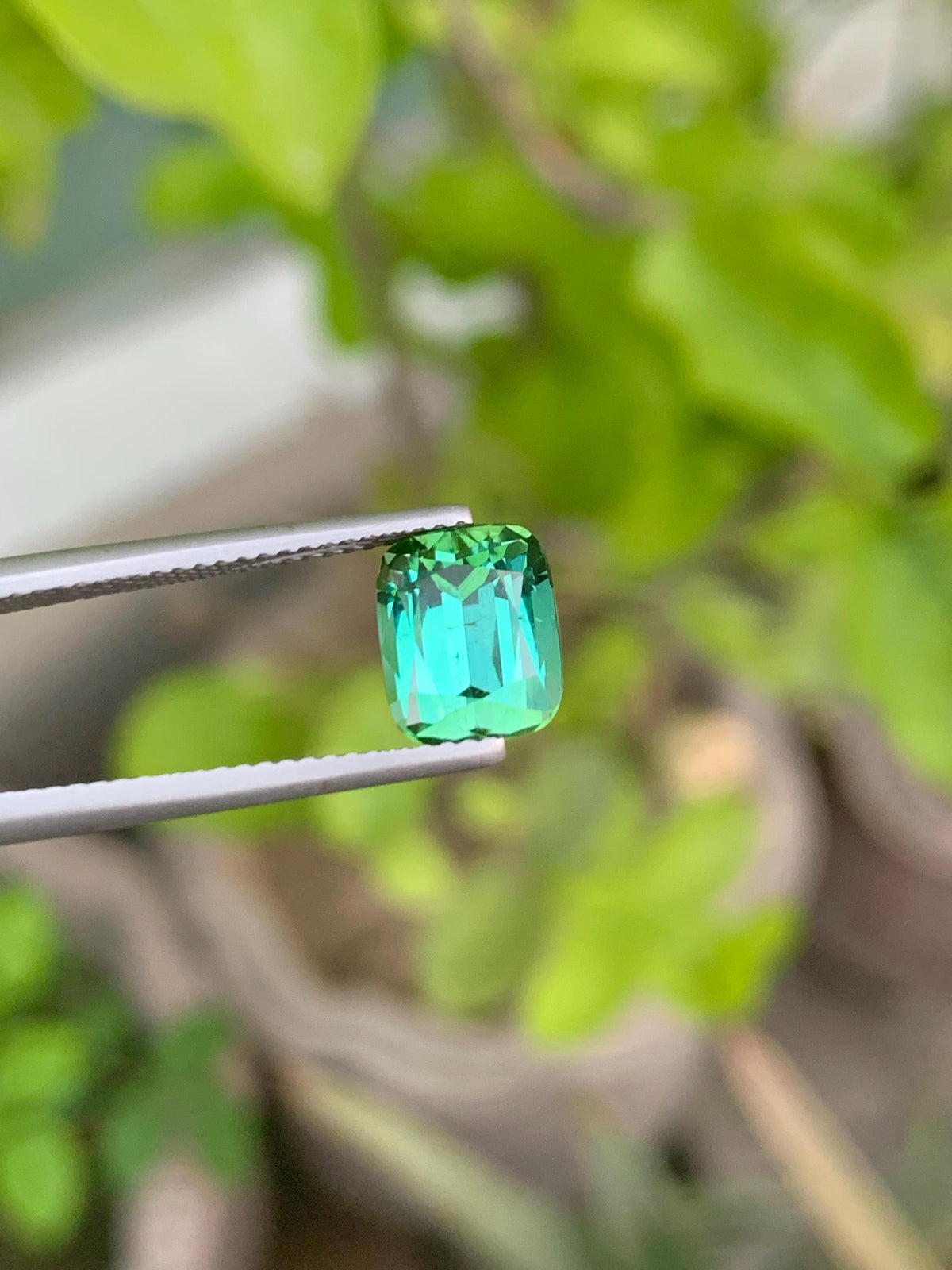 Natural Bluish Green Tourmaline Gemstone: Cushion Cut, 3.40 CT