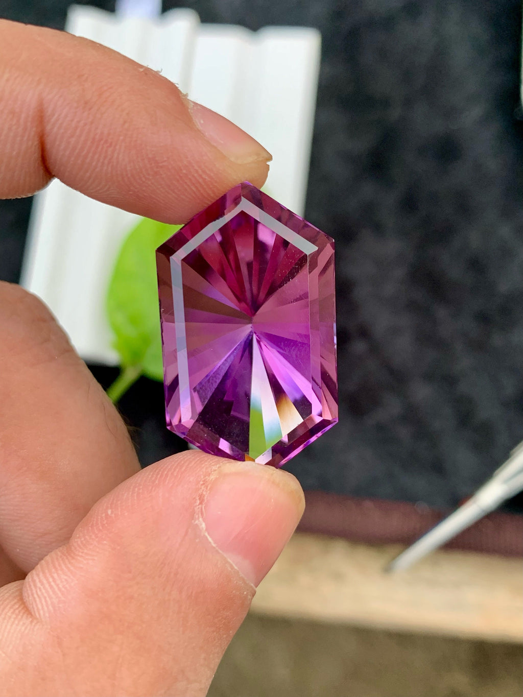 Pink Purple Amethyst Gemstone: 45.60 CT Fancy Cut Stone