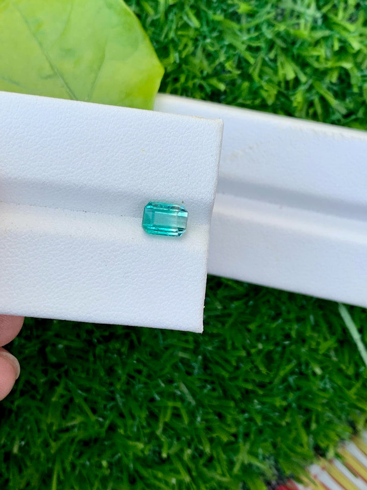 Natural Bi-Color Tourmaline Gemstone: Emerald Cut, Blue/Green, 1.25 Carat