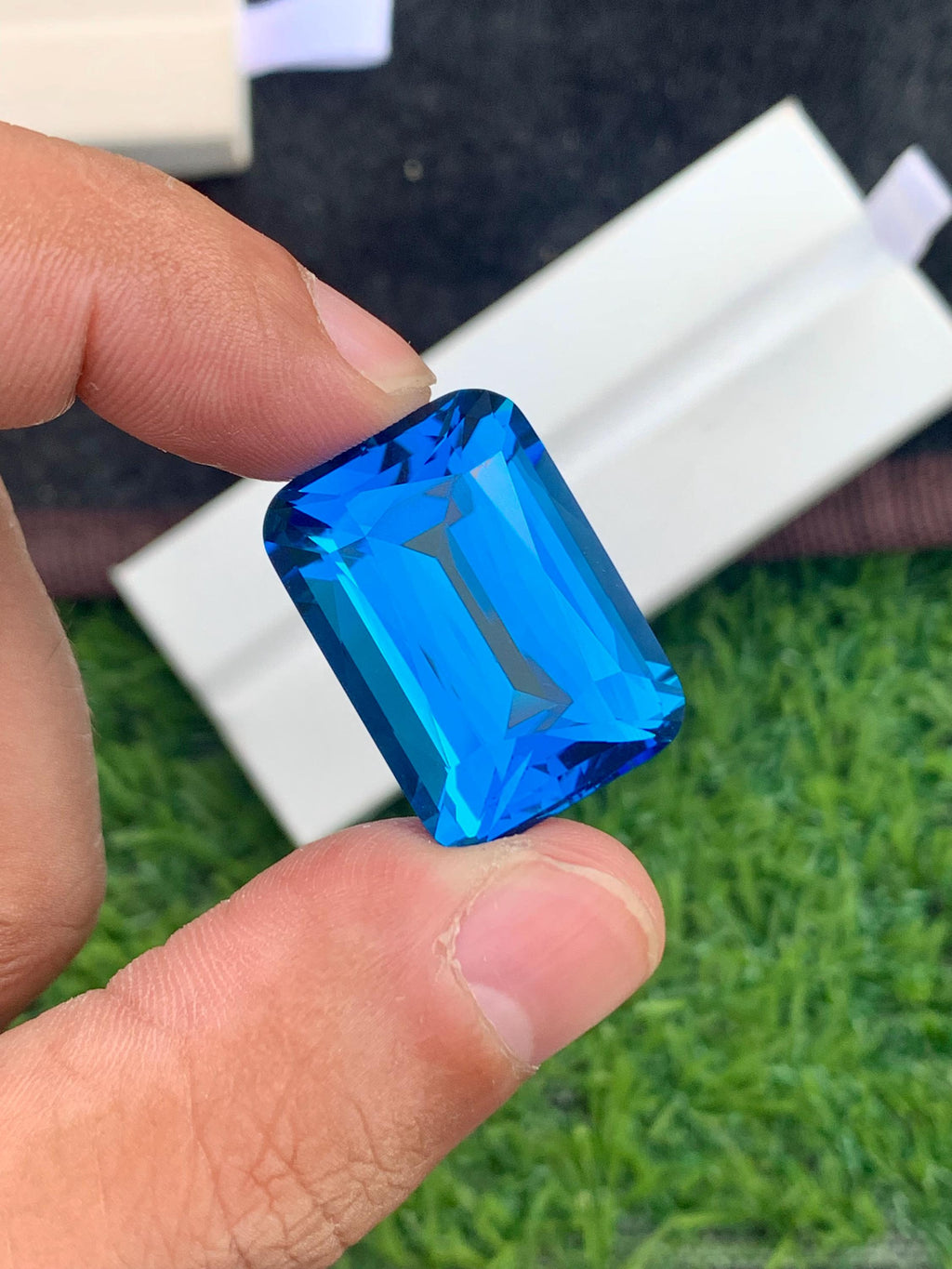 Electric Blue Topaz Gemstone: 49.50 CT Cushion Cut, Loupe Clean