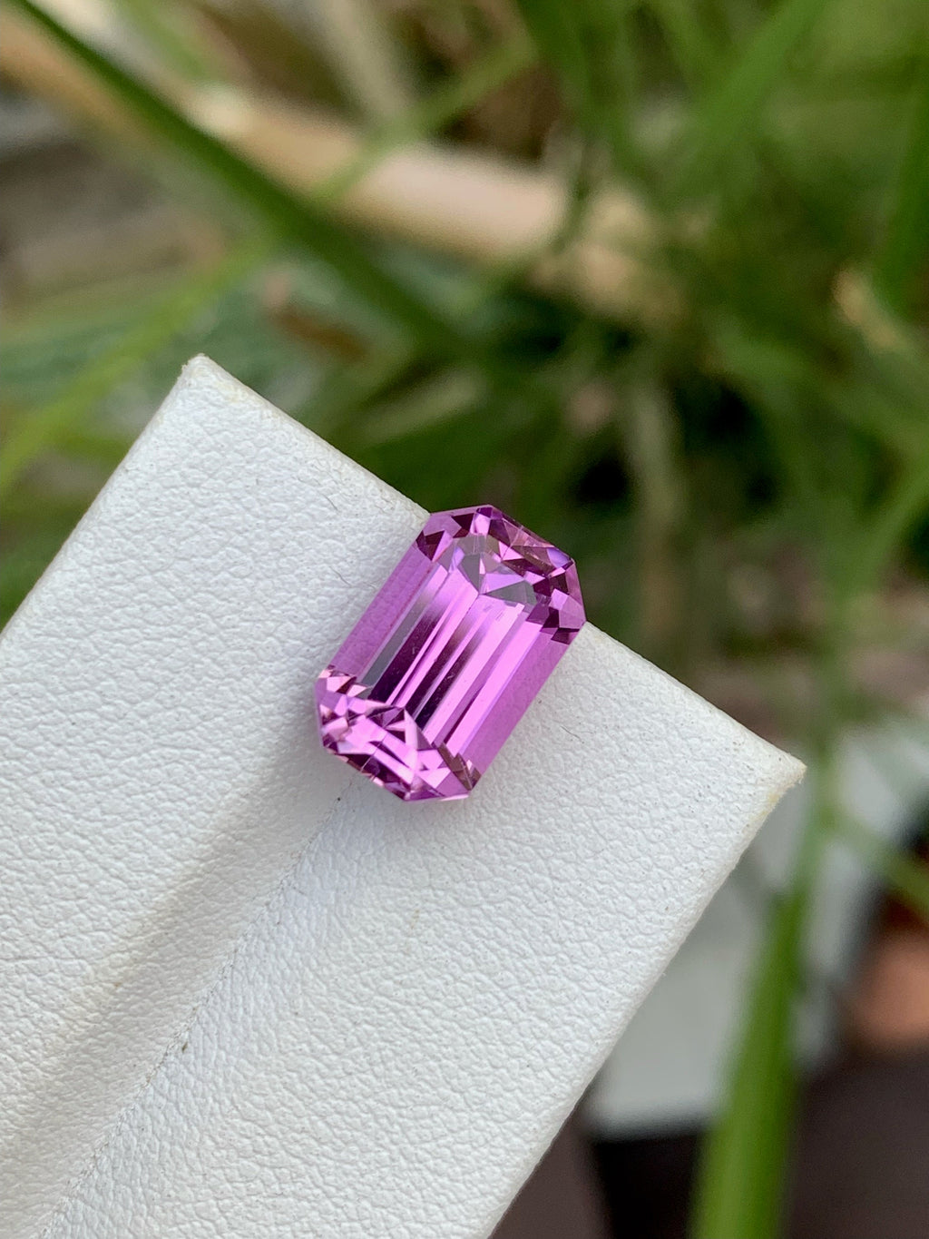 Deep Pink Kunzite Gemstone: 7.80 CT Emerald Cut Spodumene Stone
