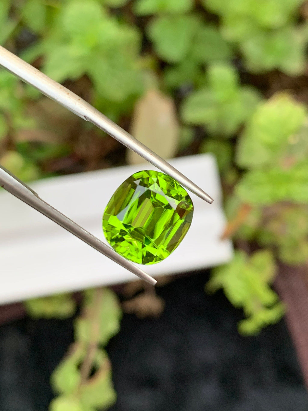 Cushion Cut Olive Peridot Gemstone: Natural VVS Clarity, 6.35 Carat