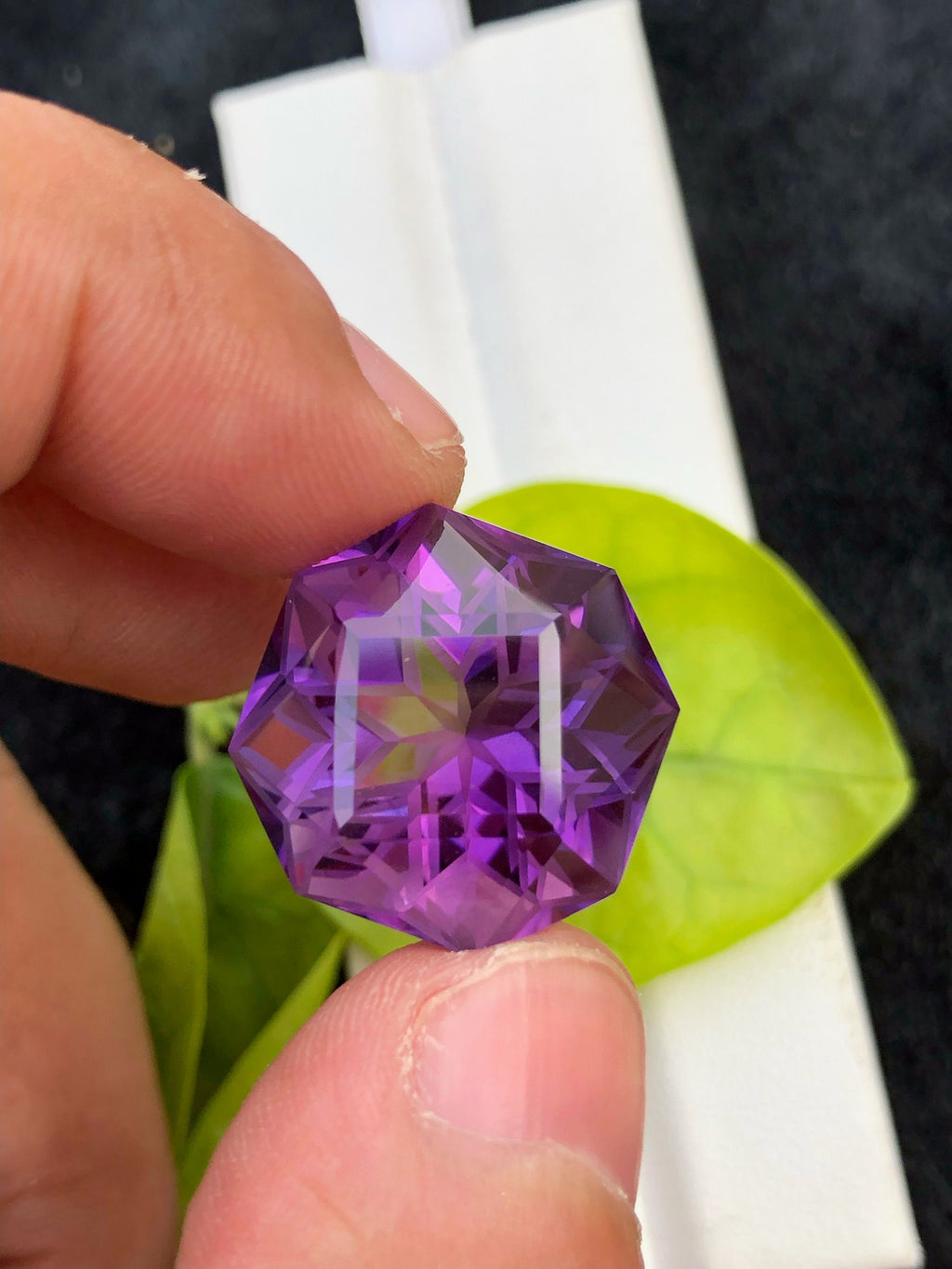 Deep Purple Amethyst Gemstone: Fancy Flower Cut, 27.20 CT