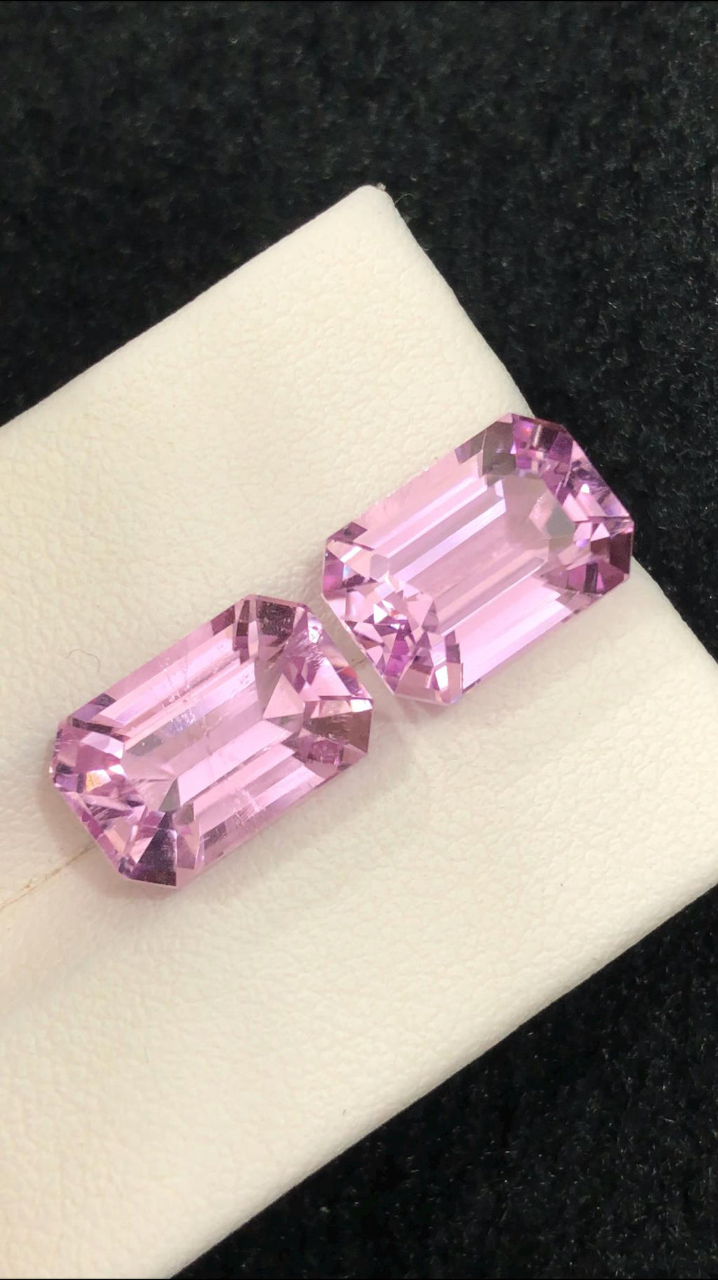 Pink Kunzite Emerald Cut Pair – 14.40 Carats from Afghanistan