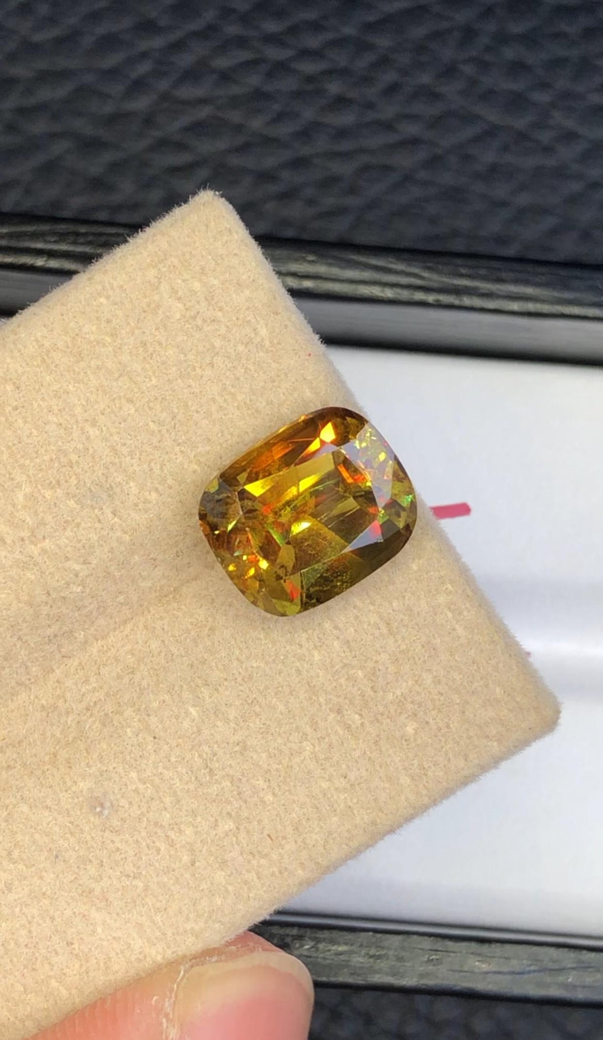 Cushion Cut Sphene Gemstone: 4.70 CT Rare Titanite with Trichroism