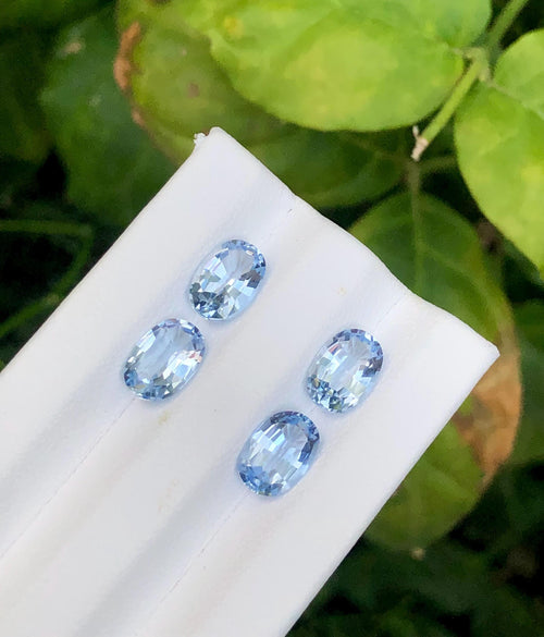Aquamarine Set 4.50ct Oval Cut Gemstones from Skardu Pakistan – Matching 4-Piece Lot