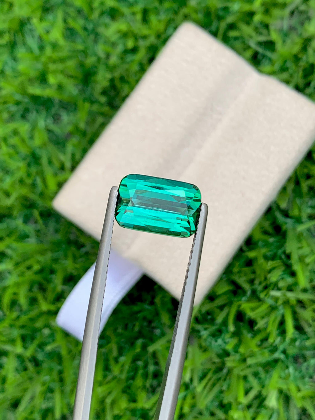 Bluish Green Tourmaline Gemstone: 3.40 CT Cushion Cut, Afghanistan Origin
