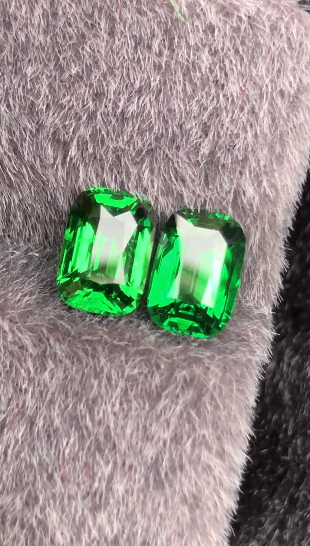 Tsavorite Garnet Pair 2.04ct Cushion Cut Green Gemstones Tanzania Certified Matching Set