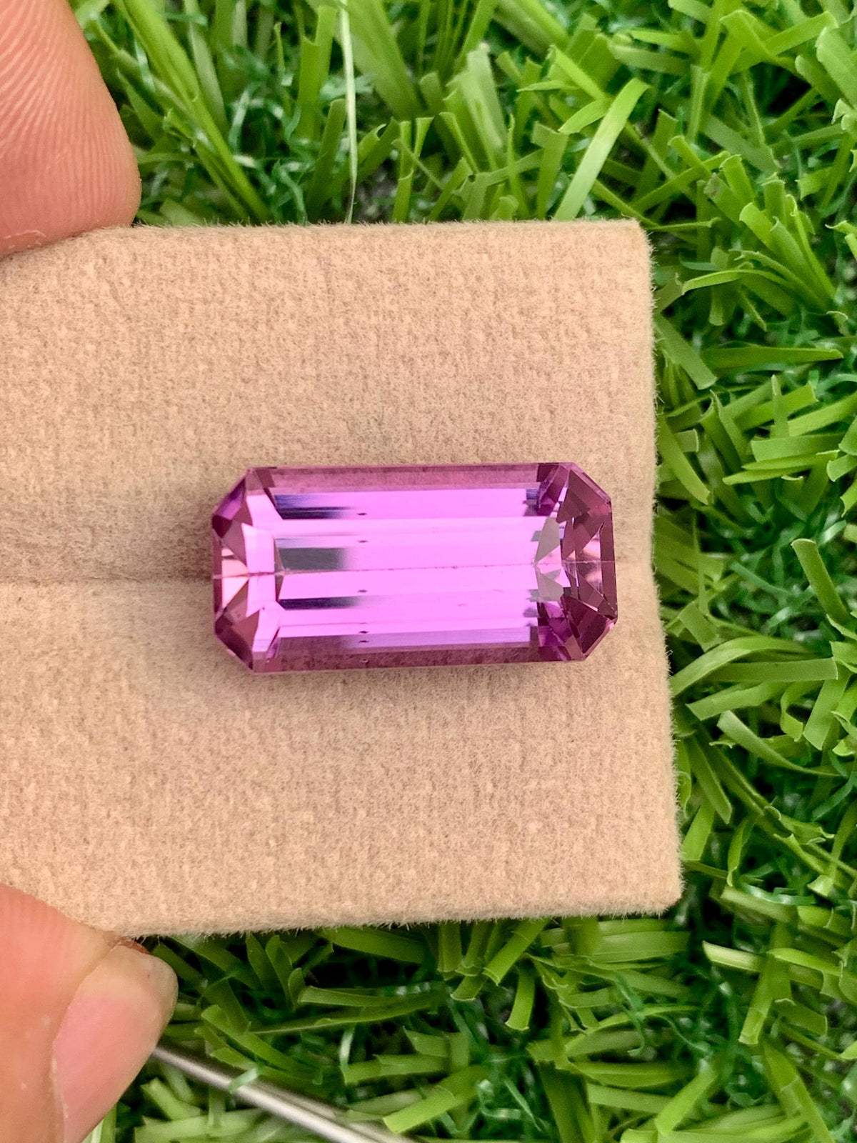 Magenta Kunzite Gemstone Necklace: Faceted Blush Pink Stone, 12.70 CT