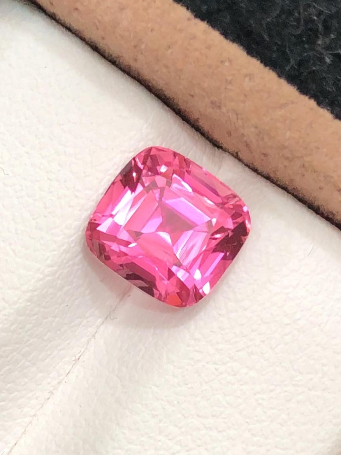 Neon Pink Rubellite 3.35ct Cushion Cut Madagascar