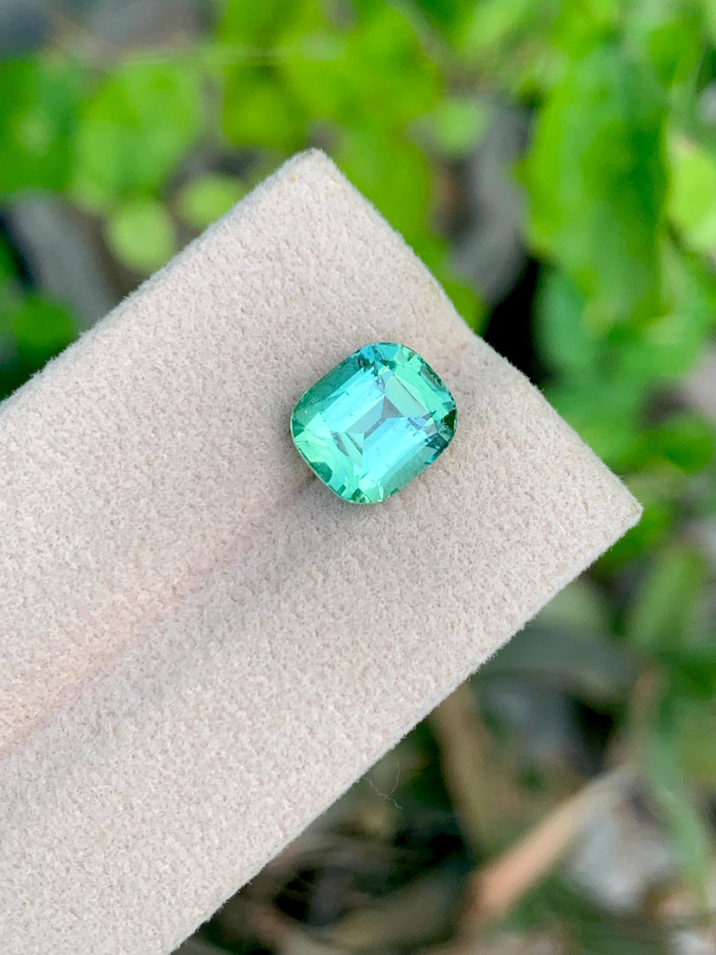 4 CT Bluish Green Tourmaline Gemstone: Cushion Cut, Afghanistan
