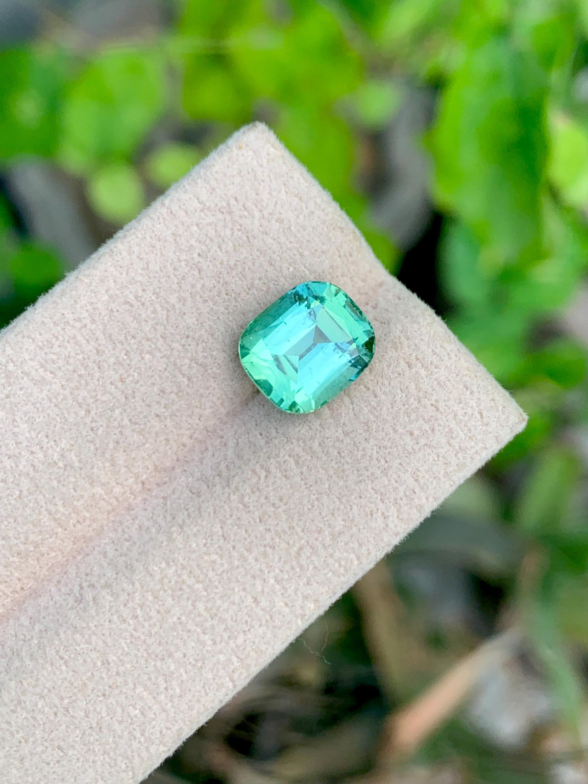 4 CT Bluish Green Tourmaline Gemstone: Cushion Cut, Afghanistan