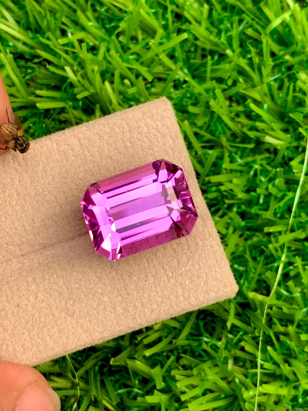 Deep Pink Kunzite Gemstone: Emerald Cut, 18.30 Carat, Afghanistan
