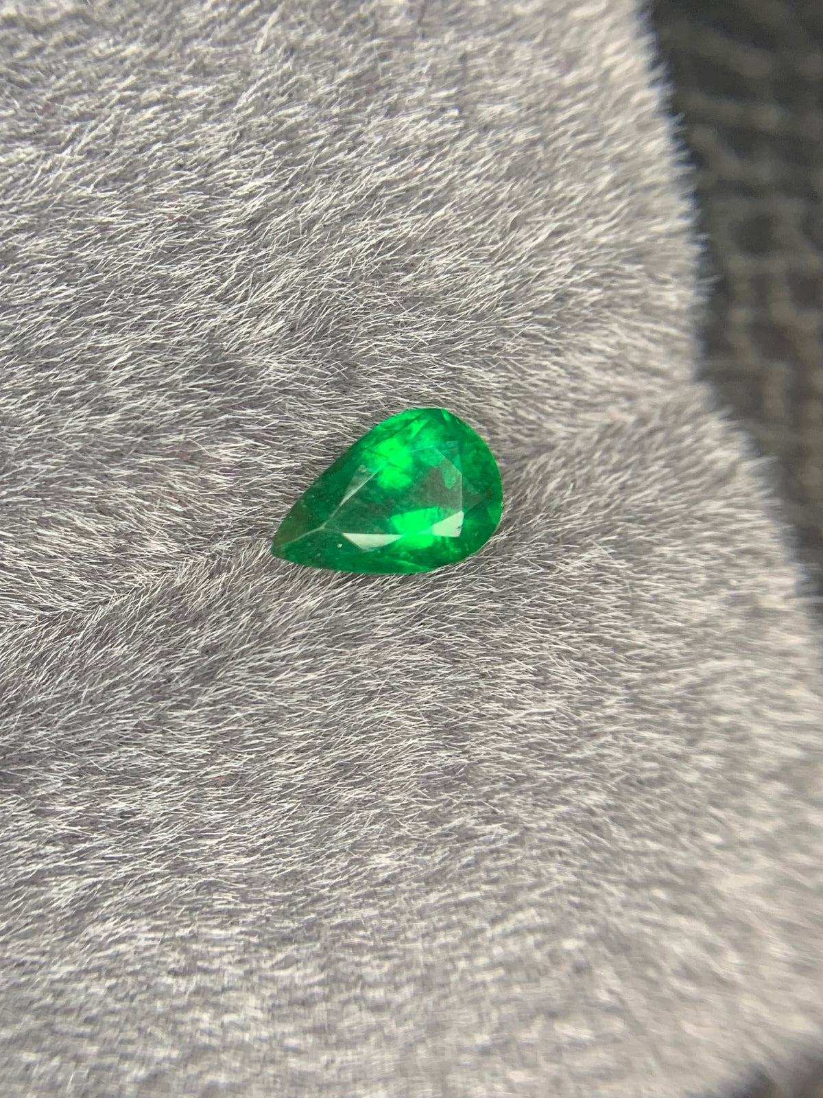 Zambia Emerald Gemstone: 1.57 CT Pear Cut, Vivid Green