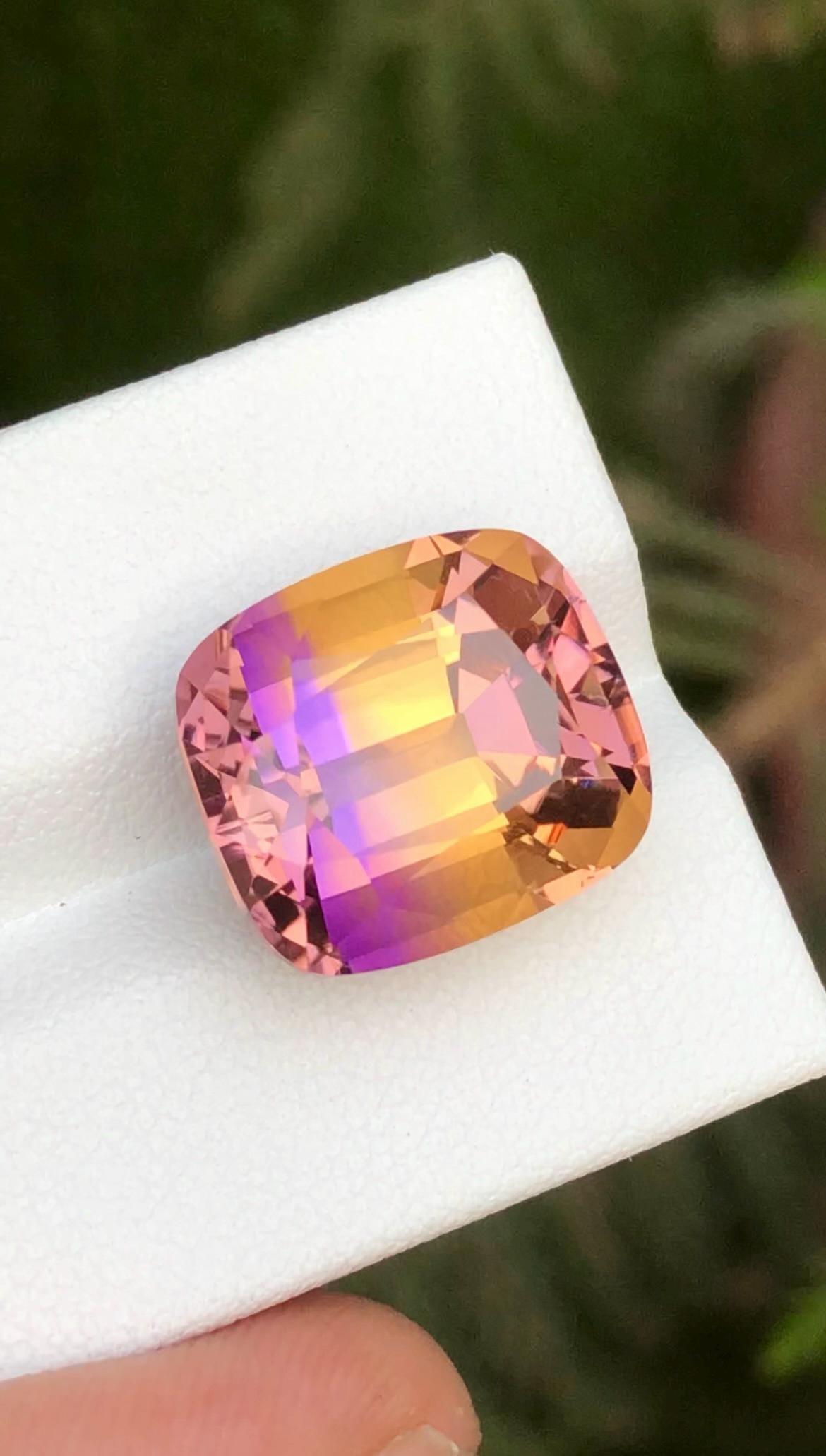 Bi-Color Ametrine 14.40 Ct Cushion Cut – Gemstone from Brazil